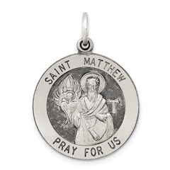 Sterling Silver Antiqued Saint Matthew Medal - 2