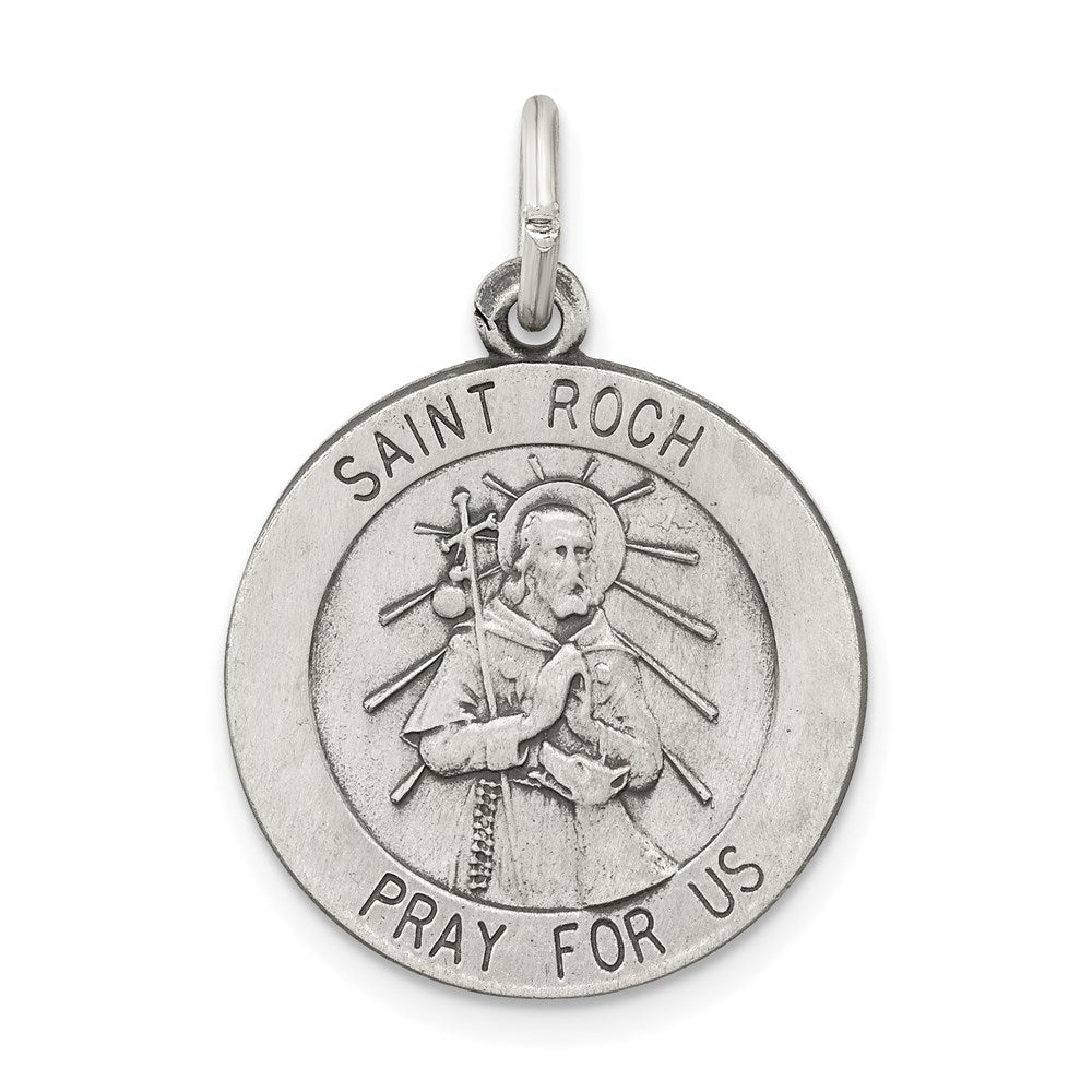 Sterling Silver Antiqued Saint Roch Medal - 2