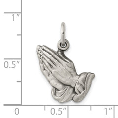 Sterling Silver Antiqued Praying Hands Charm - 3