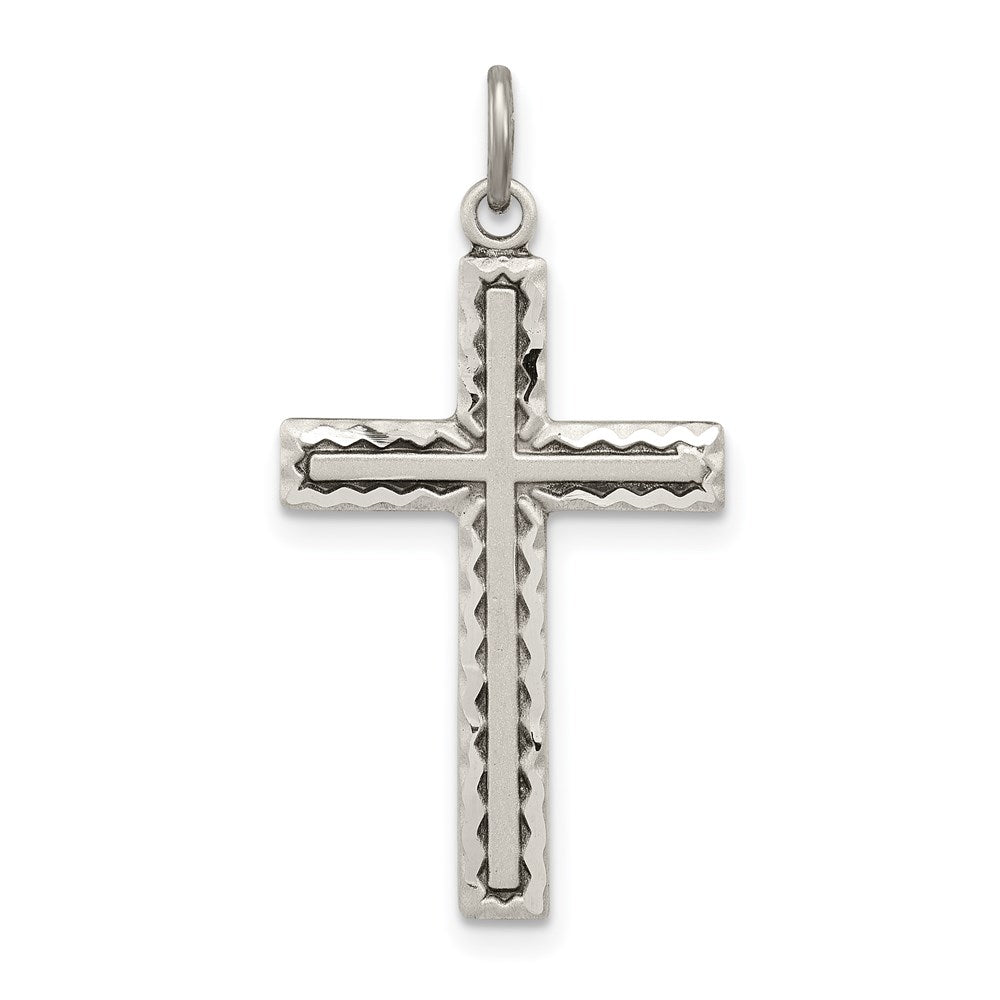 Sterling Silver Antiqued Cross Charm - 4