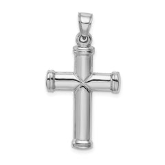 Sterling Silver Rhodium-plated Hollow Reversible Cross Pendant - 3