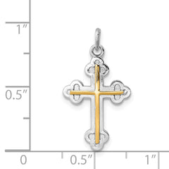 Sterling Silver Platinum-plated & 18k Gold-plated Cross Charm - 2
