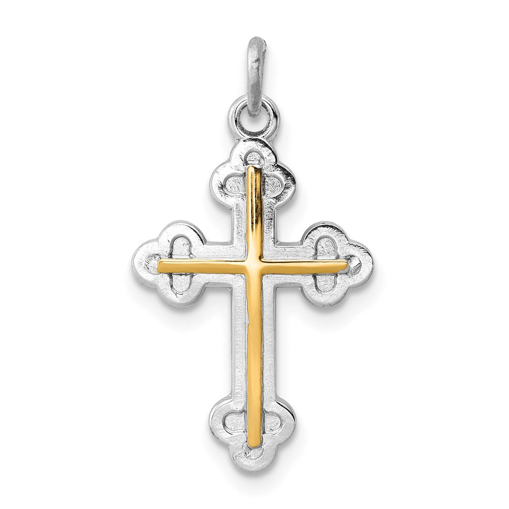 Sterling Silver Platinum-plated & 18k Gold-plated Cross Charm - 2