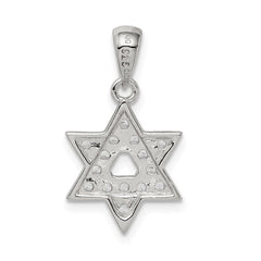 Sterling Silver Rhodium-plated CZ Star of David Pendant - 3