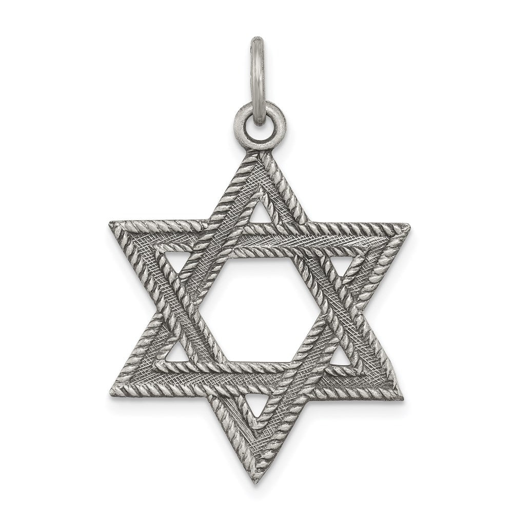Sterling Silver Antiqued Star of David Charm - 4