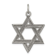 Sterling Silver Antiqued Star of David Charm - 4