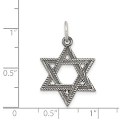 Sterling Silver Antiqued Star of David Pendant - 3