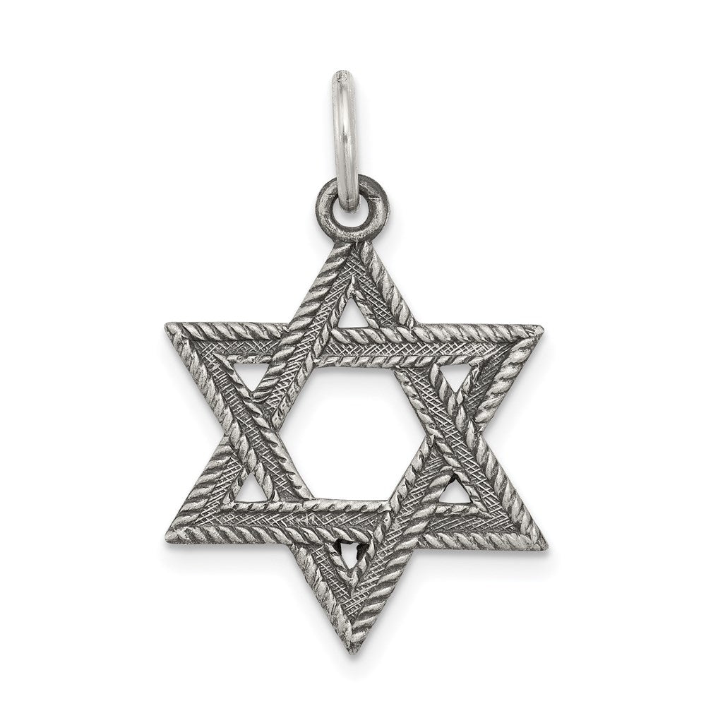 Sterling Silver Antiqued Star of David Pendant - 3