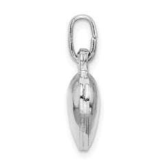 Sterling Silver Rhodium-plated Puffed Heart Charm - 6