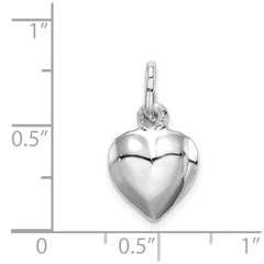 Sterling Silver Rhodium-plated Puffed Heart Charm - 6