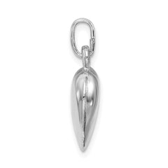 Sterling Silver Rhodium-plated Puffed Heart Charm - 4