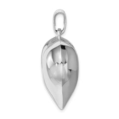 Sterling Silver Rhodium-plated Puffed Heart Pendant - 3