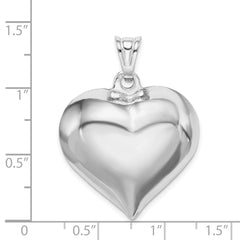 Sterling Silver Rhodium-plated Puffed Heart Pendant - 3
