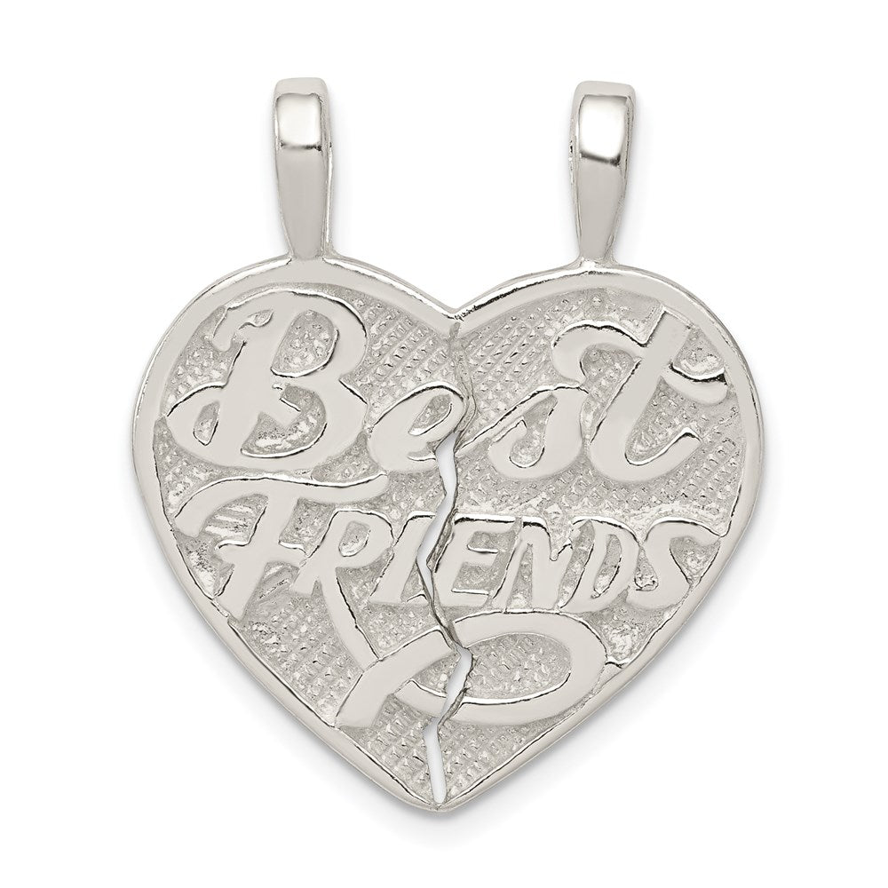 Sterling Silver Best Friend 2-piece break apart Heart Charm - 2