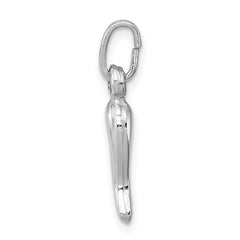 Sterling Silver Rhodium-plated Italian Horn Charm