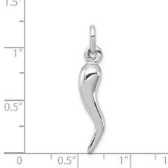 Sterling Silver Rhodium-plated Italian Horn Charm - 2