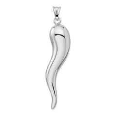 Sterling Silver Rhodium-plated Italian Horn Pendant - 3