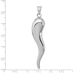 Sterling Silver Rhodium-plated Italian Horn Pendant - 3