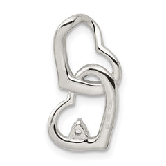 Sterling Silver Rhodium-plated CZ Hearts Pendant