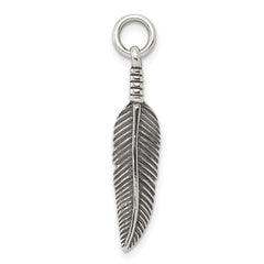 Sterling Silver Antiqued Feather Charm - 2