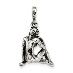 Sterling Silver Antiqued Virgo Zodiac Pendant
