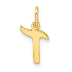 Sterling Silver Gold-tone Polished Letter T Initial Charm