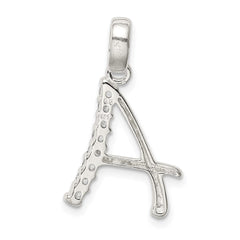 Sterling Silver CZ Letter A Initial Pendant - 2