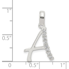 Sterling Silver CZ Letter A Initial Pendant - 2