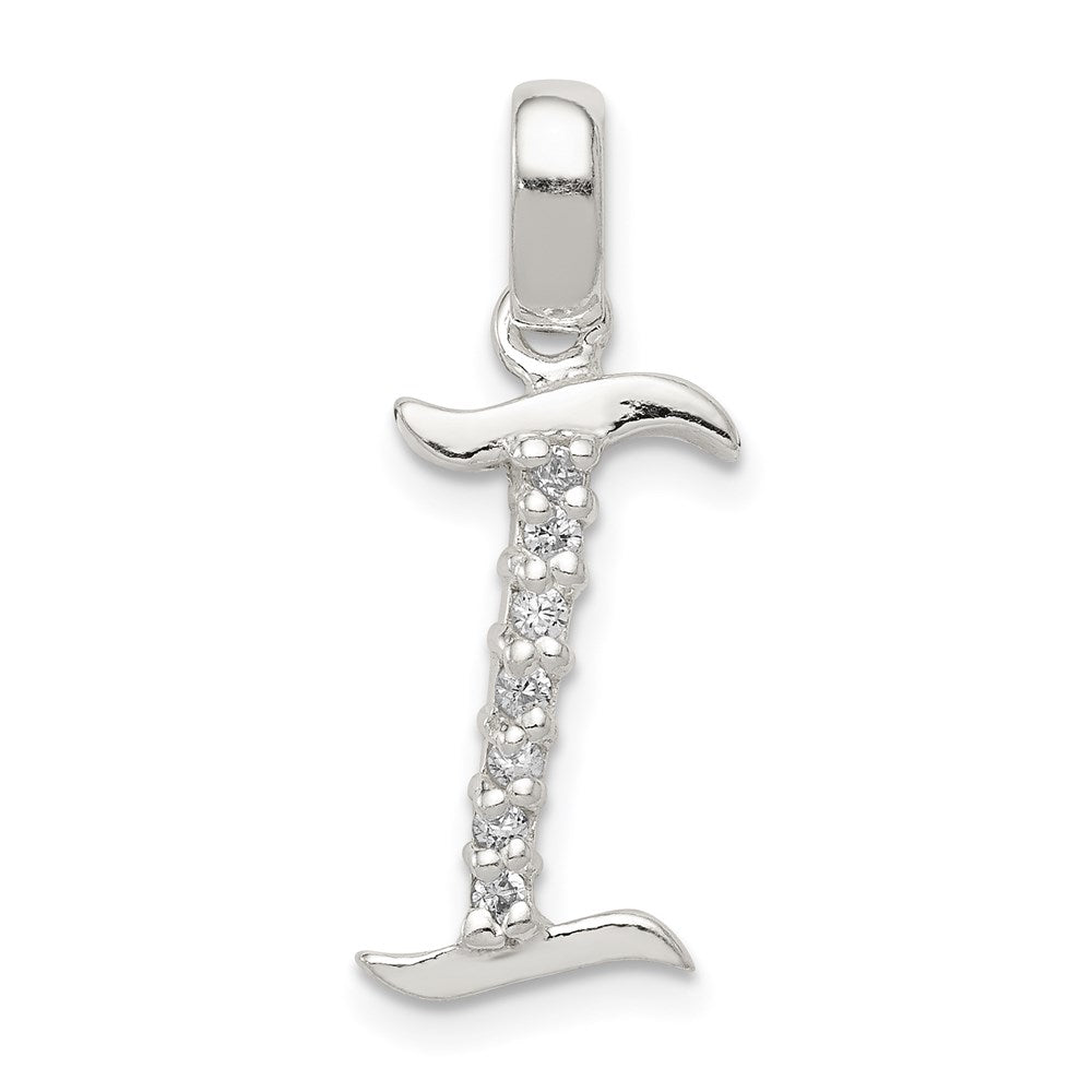 Sterling Silver CZ Letter I Initial Pendant - 2