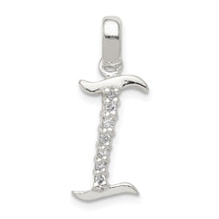 Sterling Silver CZ Letter I Initial Pendant - 2