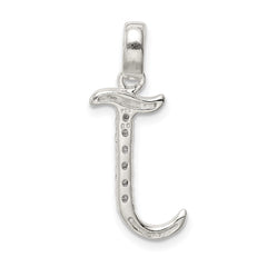 Sterling Silver CZ Letter J Initial Pendant - 2