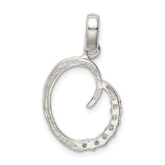 Sterling Silver CZ Letter O Initial Pendant - 2