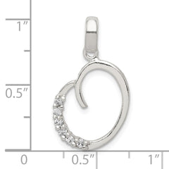 Sterling Silver CZ Letter O Initial Pendant - 2