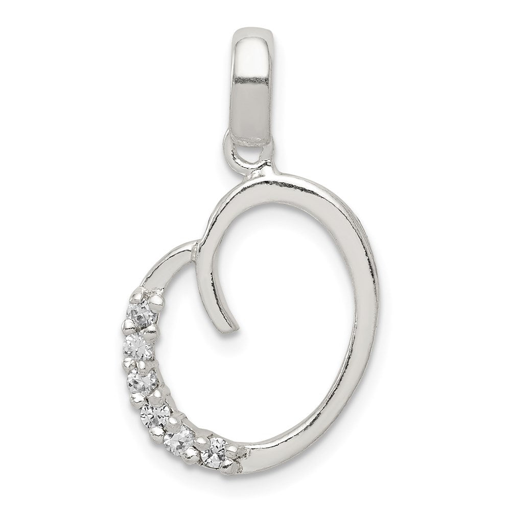 Sterling Silver CZ Letter O Initial Pendant - 2