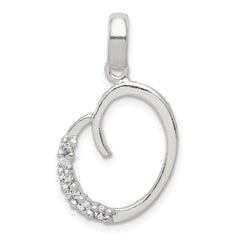 Sterling Silver CZ Letter O Initial Pendant - 2