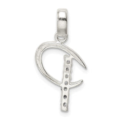 Sterling Silver CZ Letter P Initial Pendant