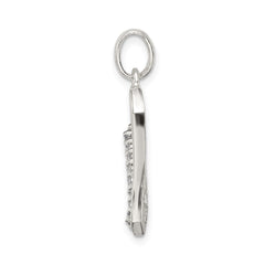 Sterling Silver CZ Letter V Initial Pendant - 2