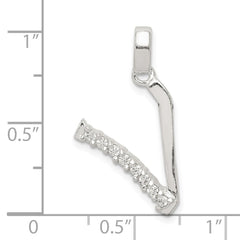 Sterling Silver CZ Letter V Initial Pendant - 2