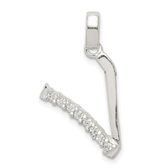 Sterling Silver CZ Letter V Initial Pendant - 2