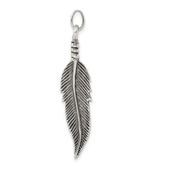 Sterling Silver Antiqued Feather Pendant - 2
