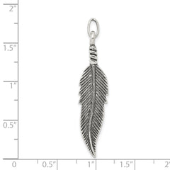 Sterling Silver Antiqued Feather Pendant - 2