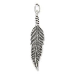Sterling Silver Antiqued Feather Pendant - 2