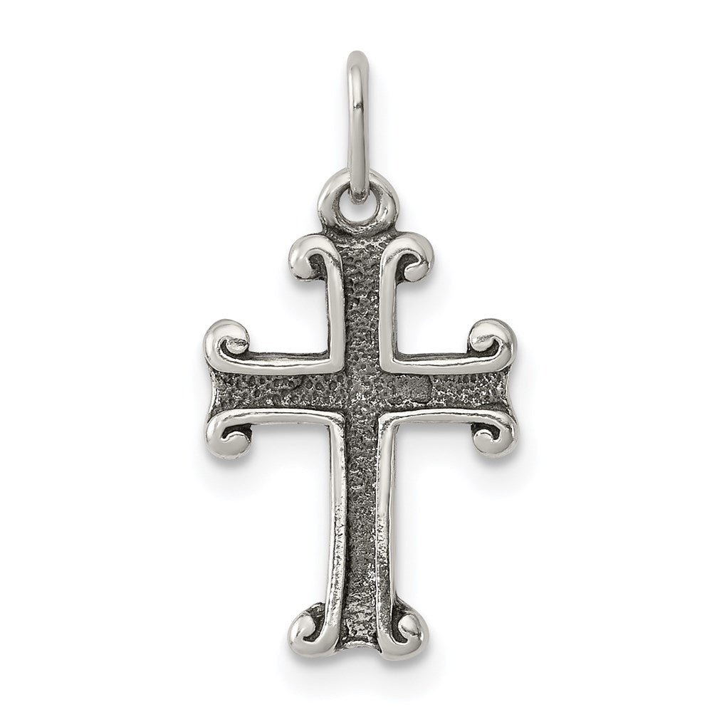 Sterling Silver Antiqued Cross Charm - 3