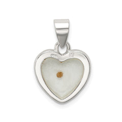 Sterling Silver Rhodium-plated Enameled Mustard Seed Heart Pendant