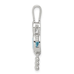Sterling Silver Rhodium-plated CZ & December Glass Boy Pendant