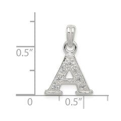 Sterling Silver CZ Letter A Initial Pendant