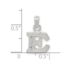 Sterling Silver CZ Letter E Initial Pendant - 2