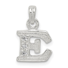 Sterling Silver CZ Letter E Initial Pendant - 2