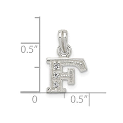 Sterling Silver CZ Letter F Initial Pendant - 2