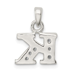 Sterling Silver CZ Letter K Initial Pendant - 2